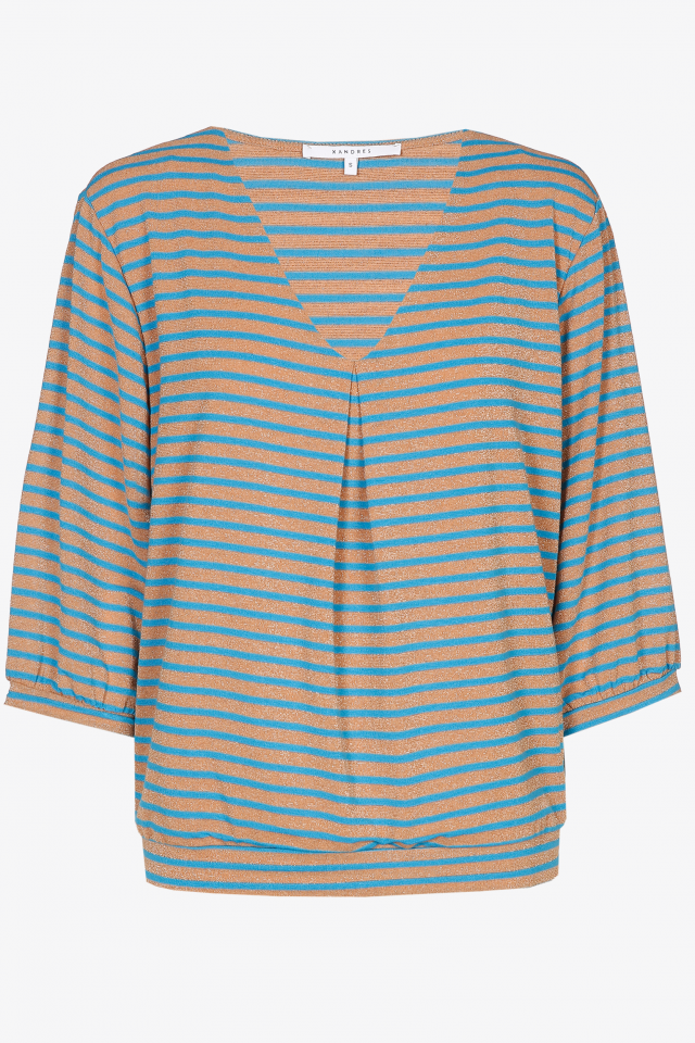 T-shirt met V-hals en pofmouwen