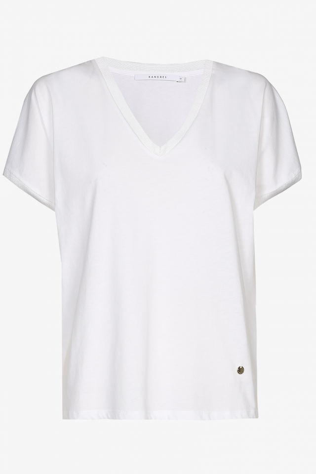 Cotton T-shirt with V-neck