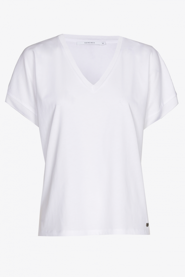 Baumwoll-T-Shirt mit V-Ausschnitt
