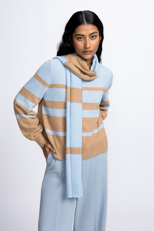 Pull rayé en mélange de cachemire