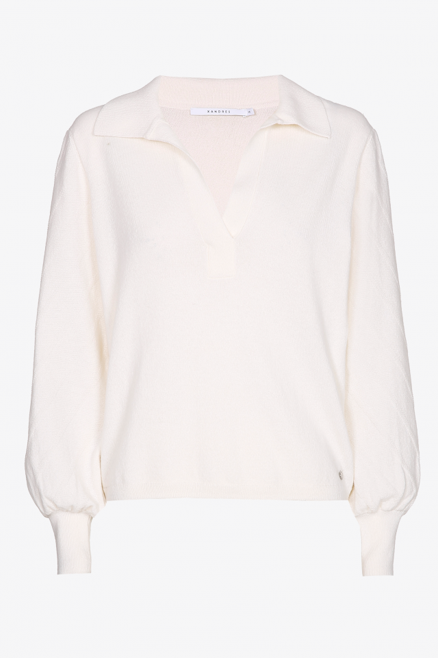 Pullover with polo collar