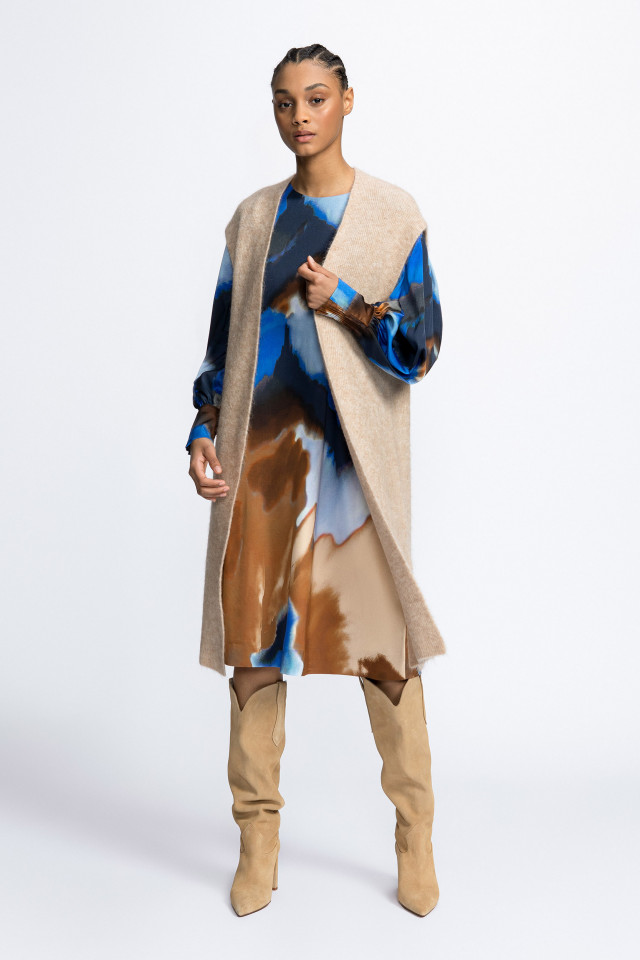 Veste sans manche en mélange de laines