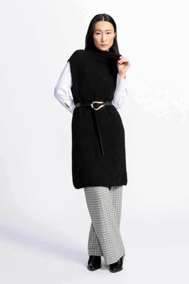 Robe sans manches contenant de la laine d’alpaga
