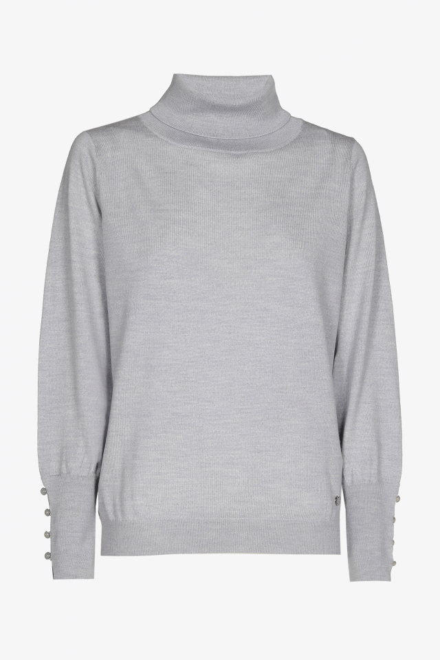 Merino wool pullover with collar
