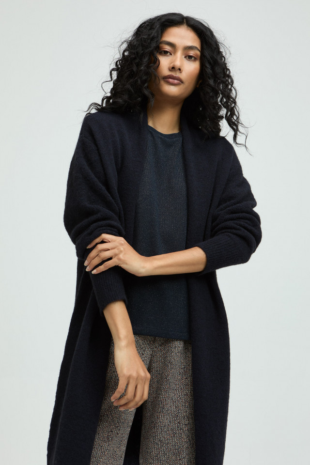 Lange gilet met alpacawol