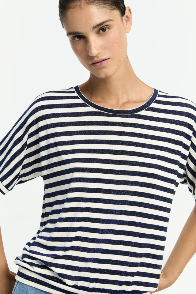 T-shirt met lurex strepen