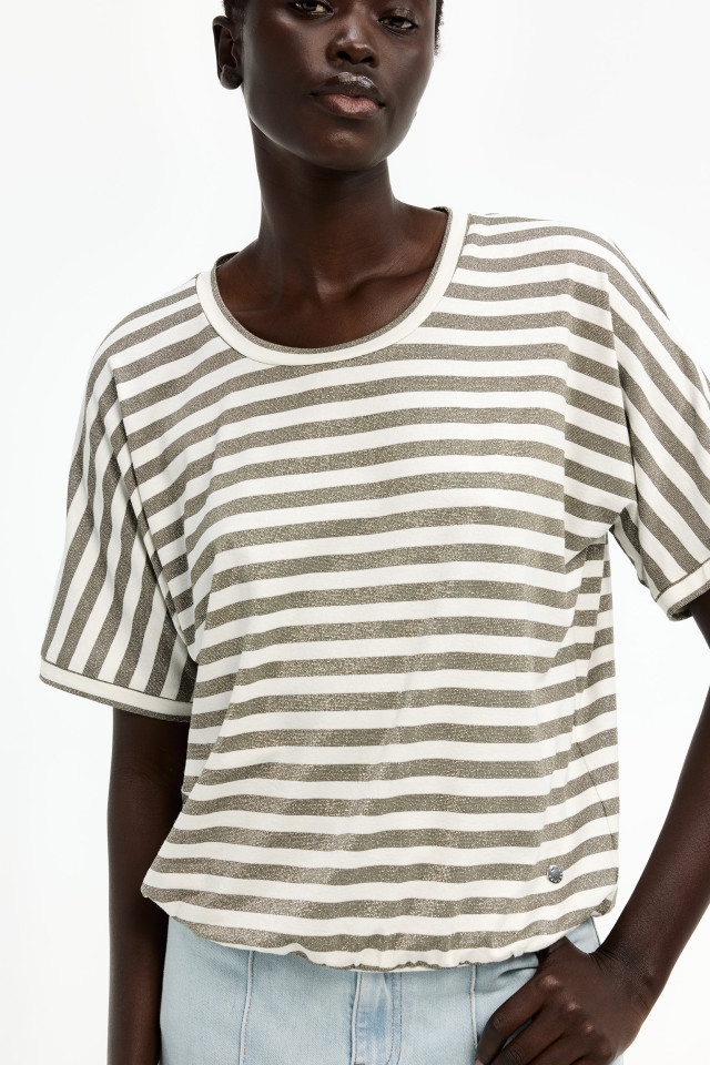 T-shirt met lurex strepen