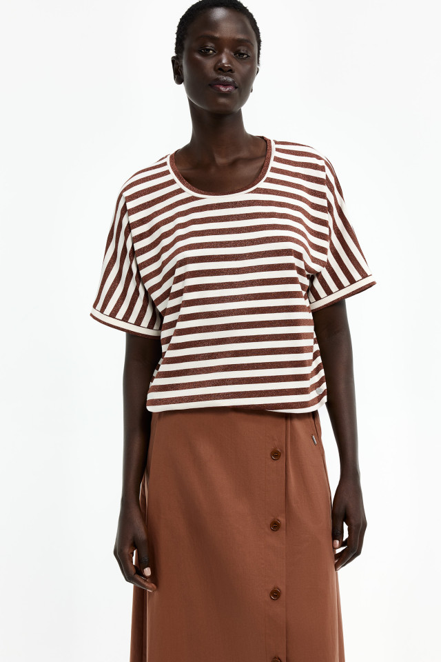 T-shirt à rayures en lurex