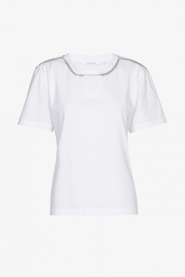 T-shirt with silver neckline