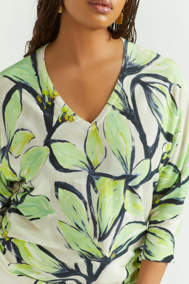 Cotton jumper with floral print