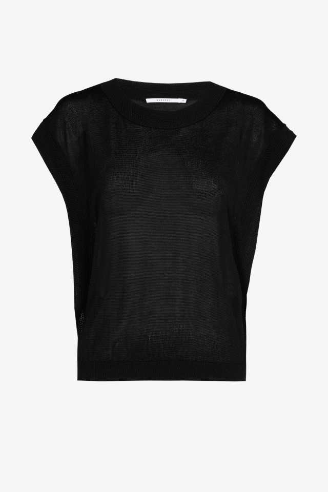 Sleeveless jumper with decorative hem