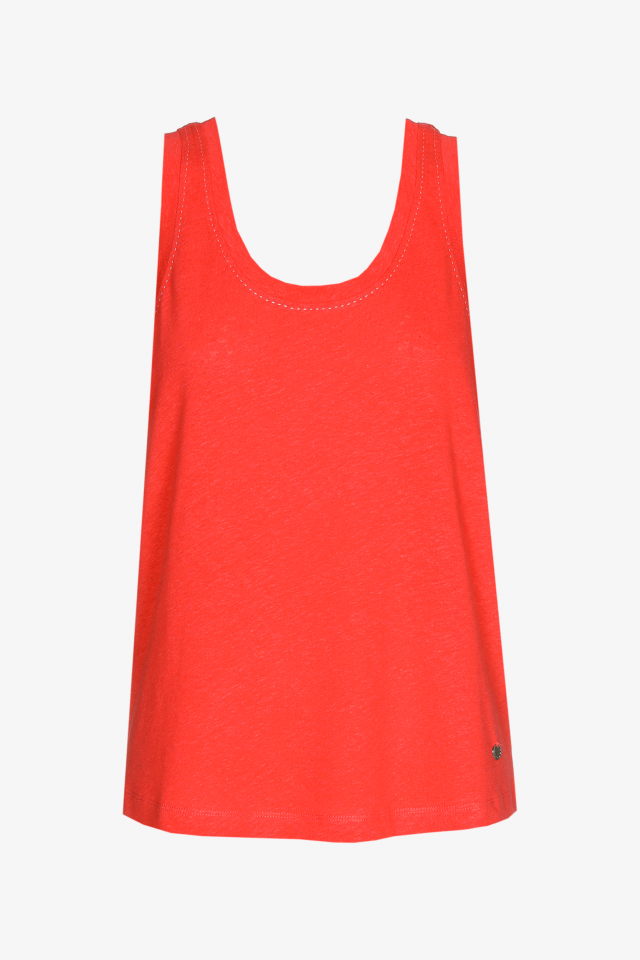 Sleeveless top with round neck