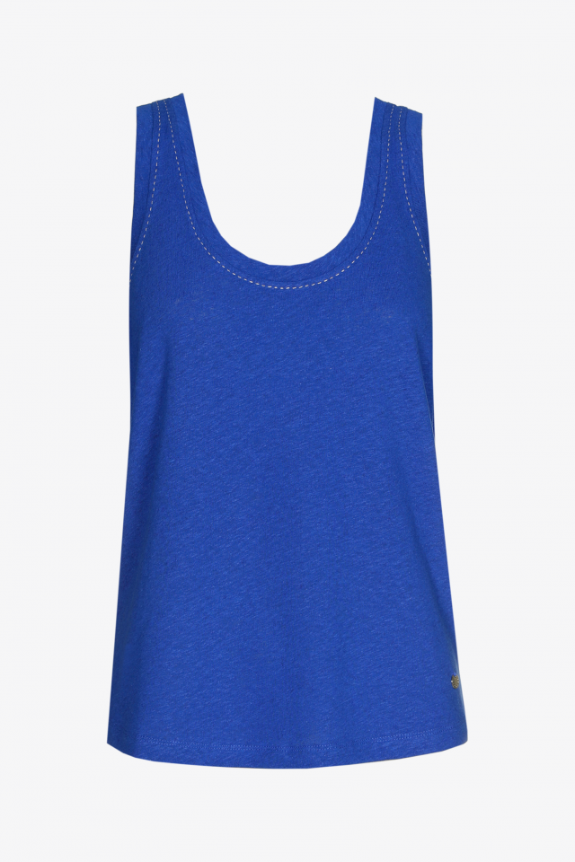 Sleeveless top with round neck