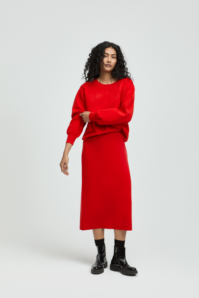 Pencil skirt in Milano knit with slit