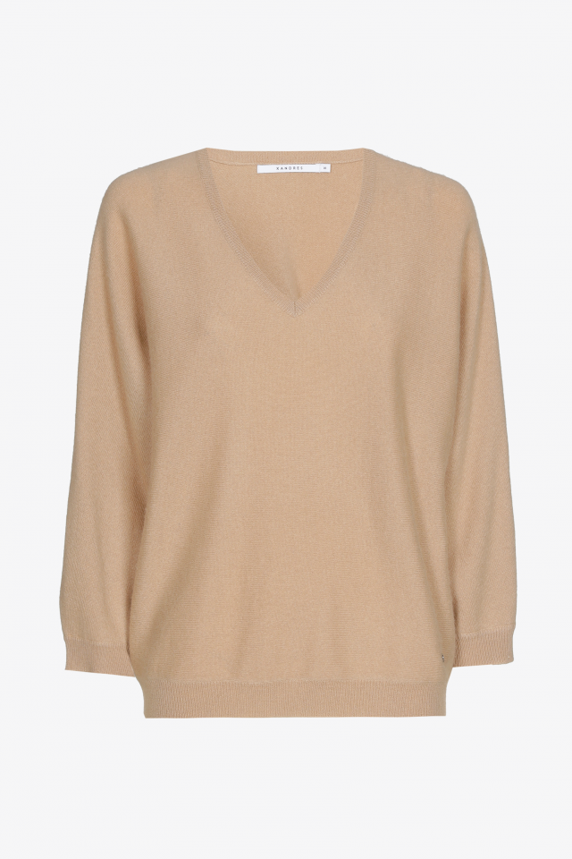 Warme trui met V-hals in cashmere