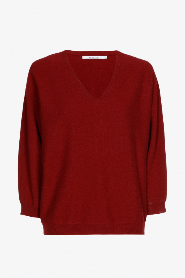 Warme trui met V-hals in cashmere