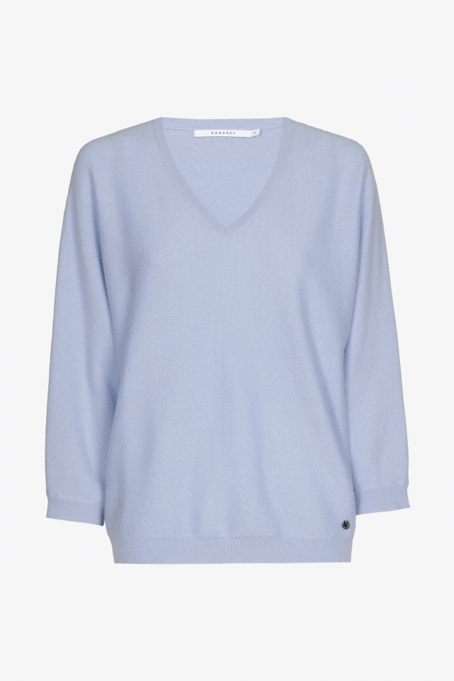 Warme trui met V-hals in cashmere
