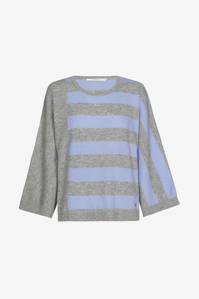 Asymmetrischer Pullover mit Streifen