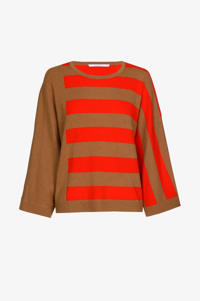 Asymmetrical jumper with stripes