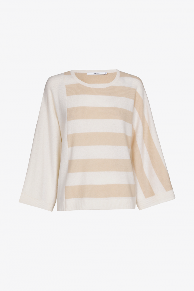 Asymmetrischer Pullover mit Streifen