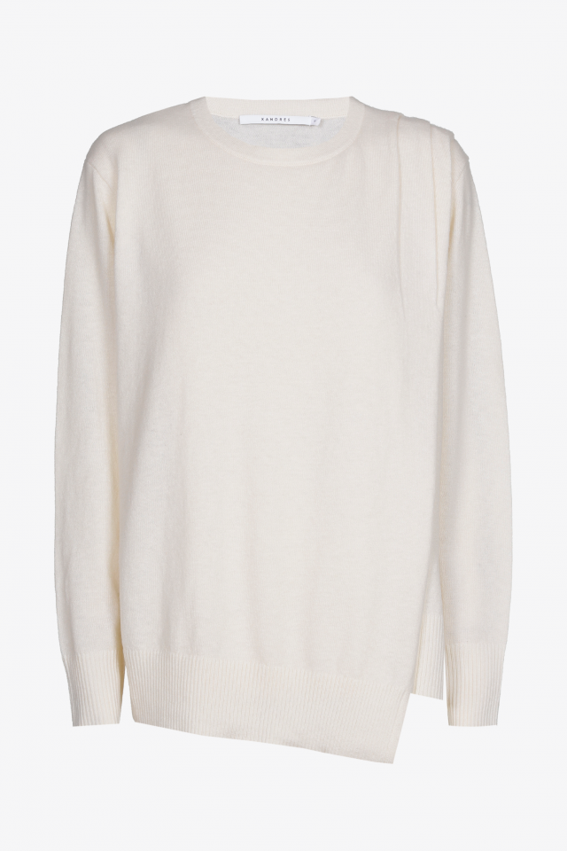 Pullover aus Wolle mit Umschlag