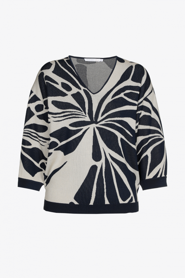 Jacquard jumper with V-neck
