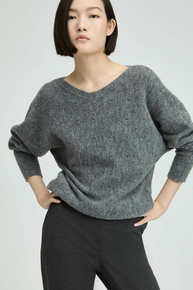Alpaca wool jumper with subtle pattern
