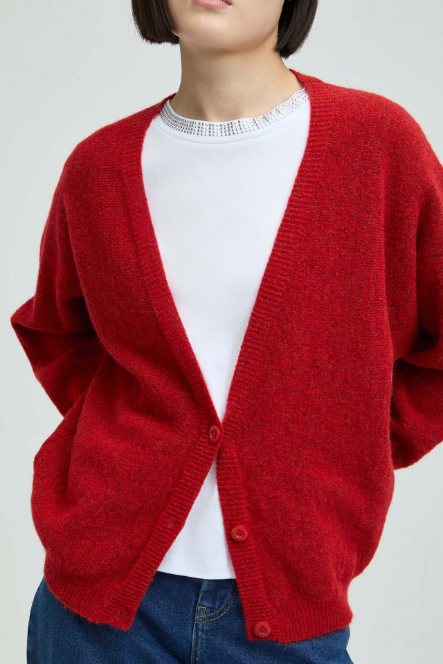 Short alpaca wool cardigan 