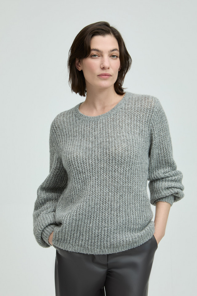 Wool jumper with openwork details
