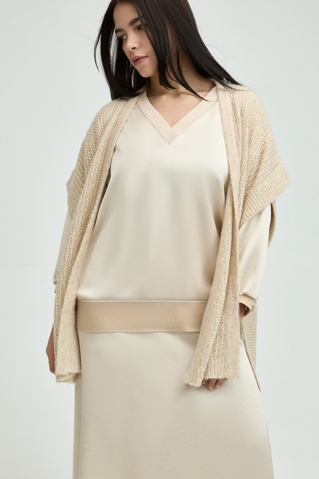Cape gilet met korte mouwen 