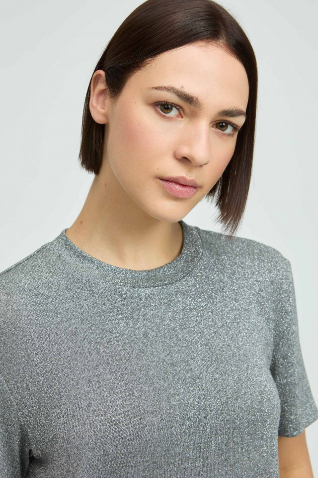 Lurex T-shirt with round neck