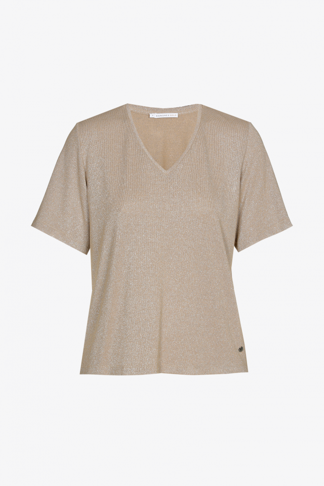 Lurex T-shirt with V-neck