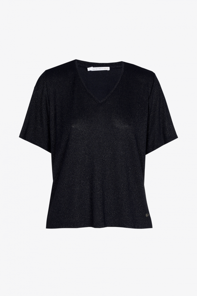 Lurex T-shirt with V-neck