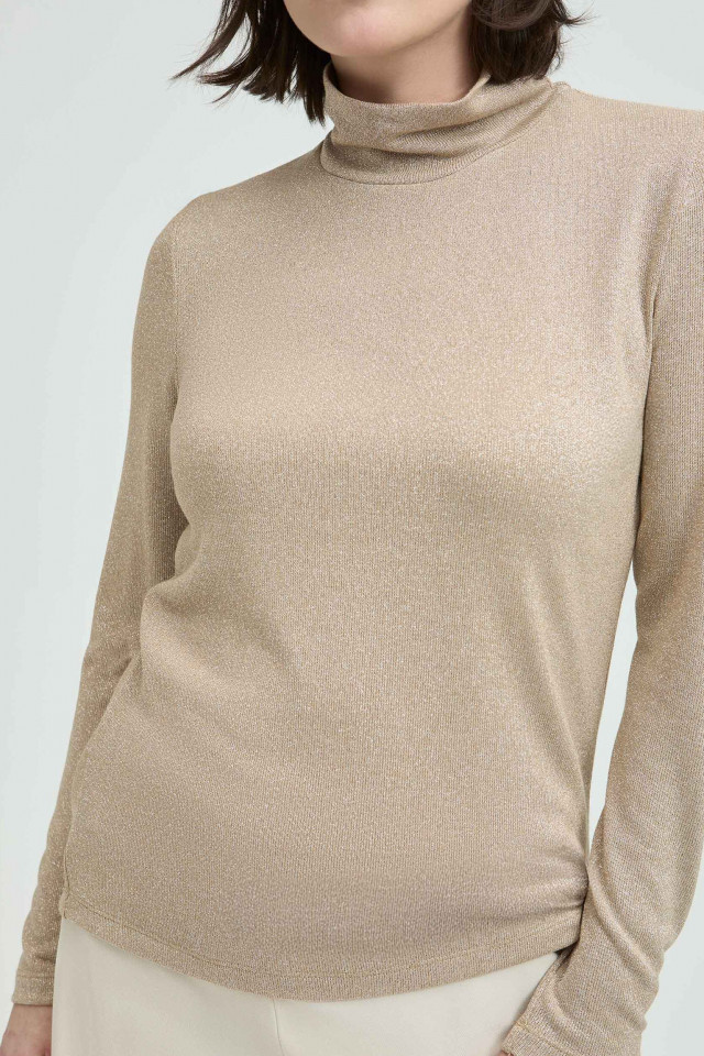 Lurex T-shirt with turtleneck 
