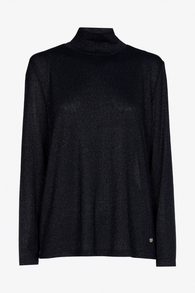 Lurex T-shirt with turtleneck 