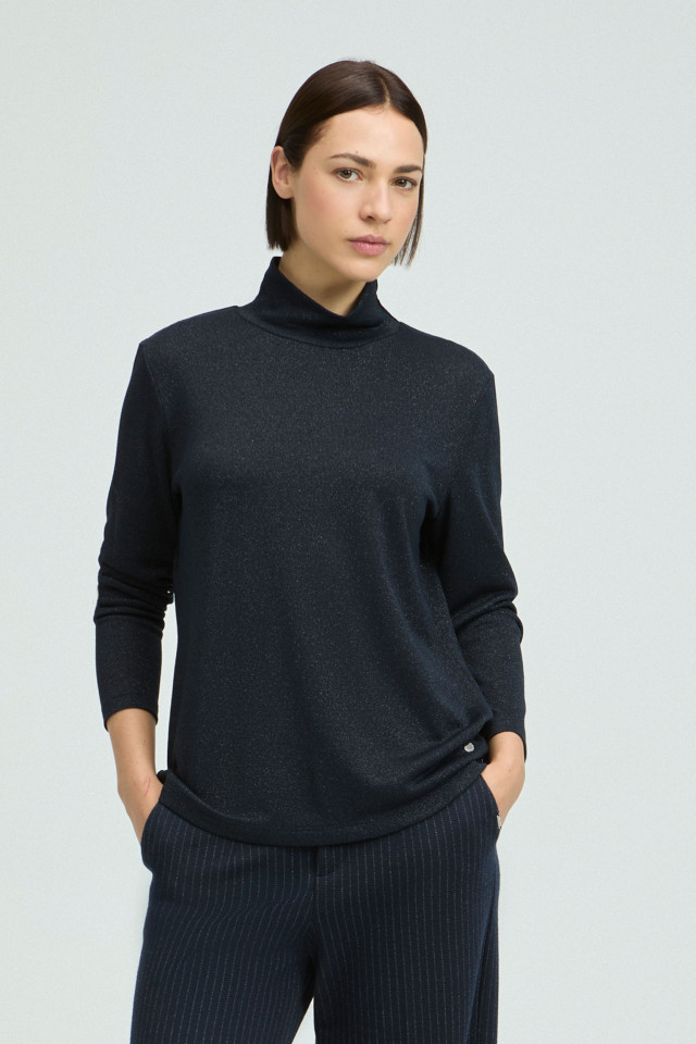 Lurex T-shirt with turtleneck 