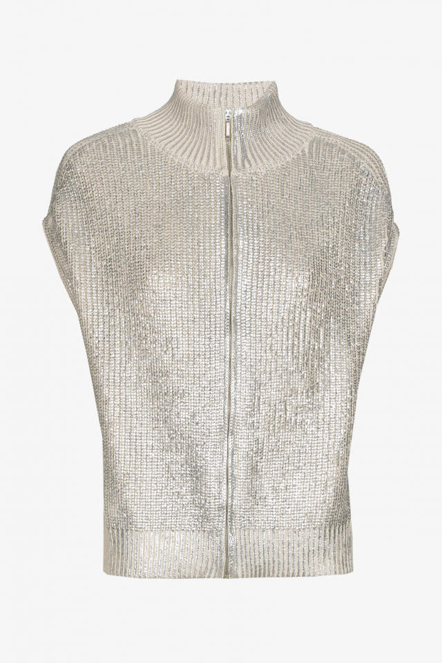 Cardigan with shiny coating 