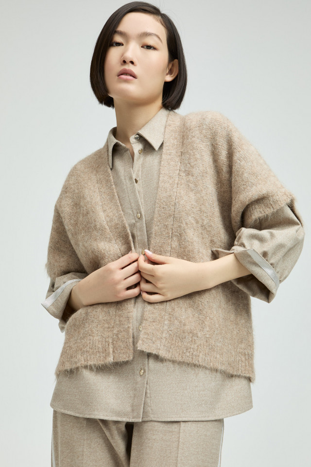 Wollen gilet met korte mouwen