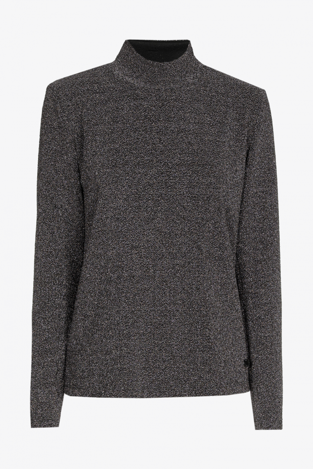 Lurex t-shirt met opstaande kraag