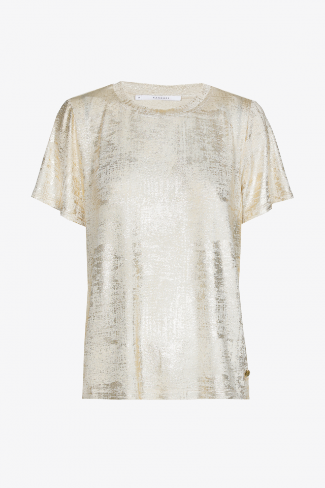 Coated T-shirt with round neck
