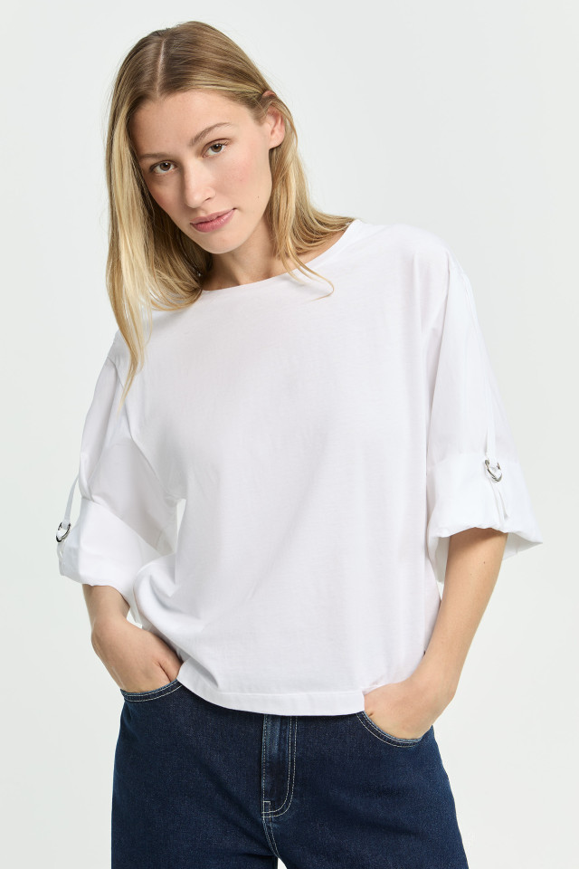 Cotton T-shirt with wide sleeves