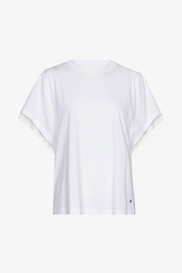 T-shirt with organza on the sleeves