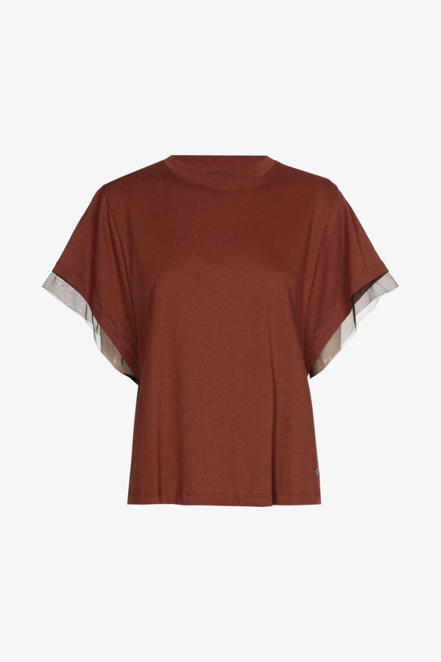 T-shirt avec organza aux manches