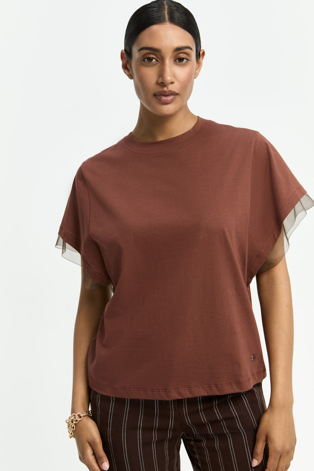 T-shirt avec organza aux manches