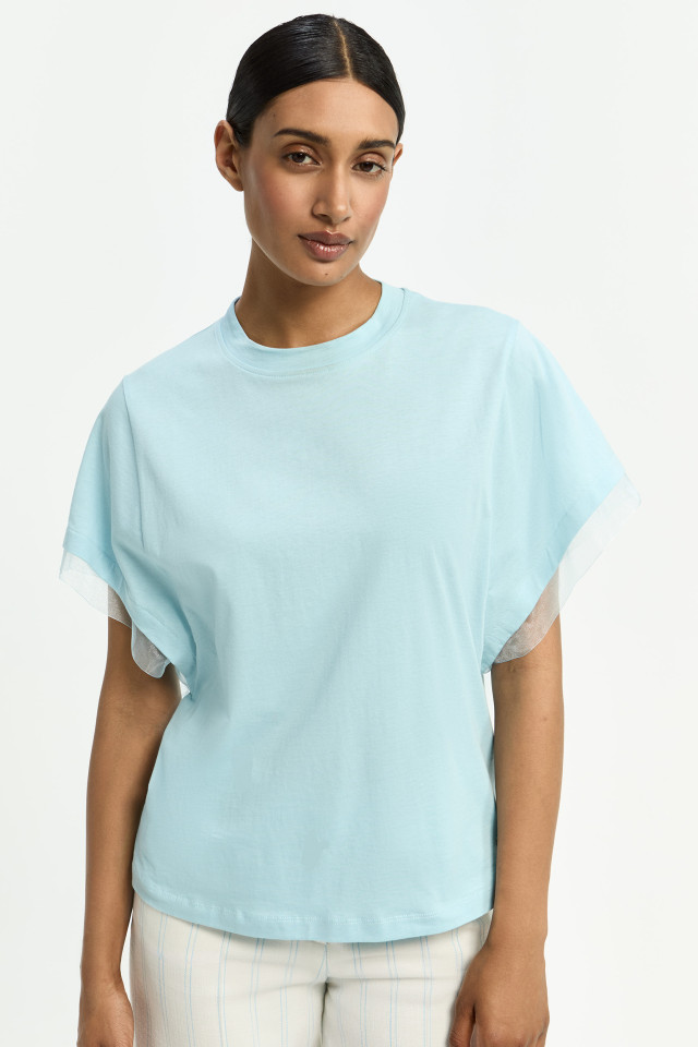 T-shirt avec organza aux manches