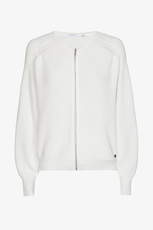 Katoenen cardigan in parelsteek