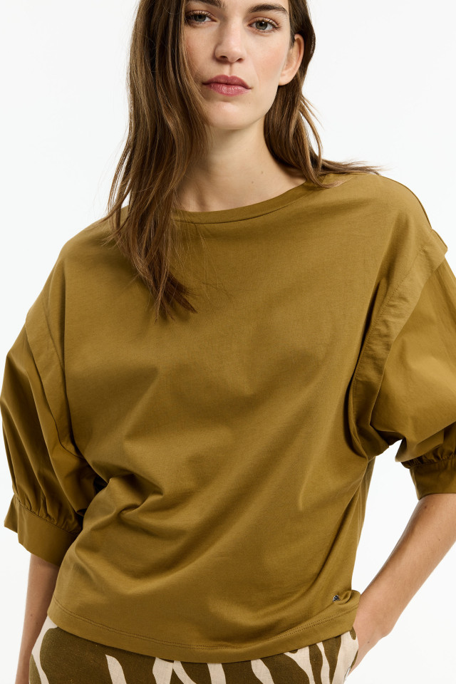 Katoenen t-shirt met ballonmouwen