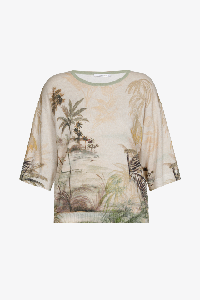 Pull met zomerse palmboomprint