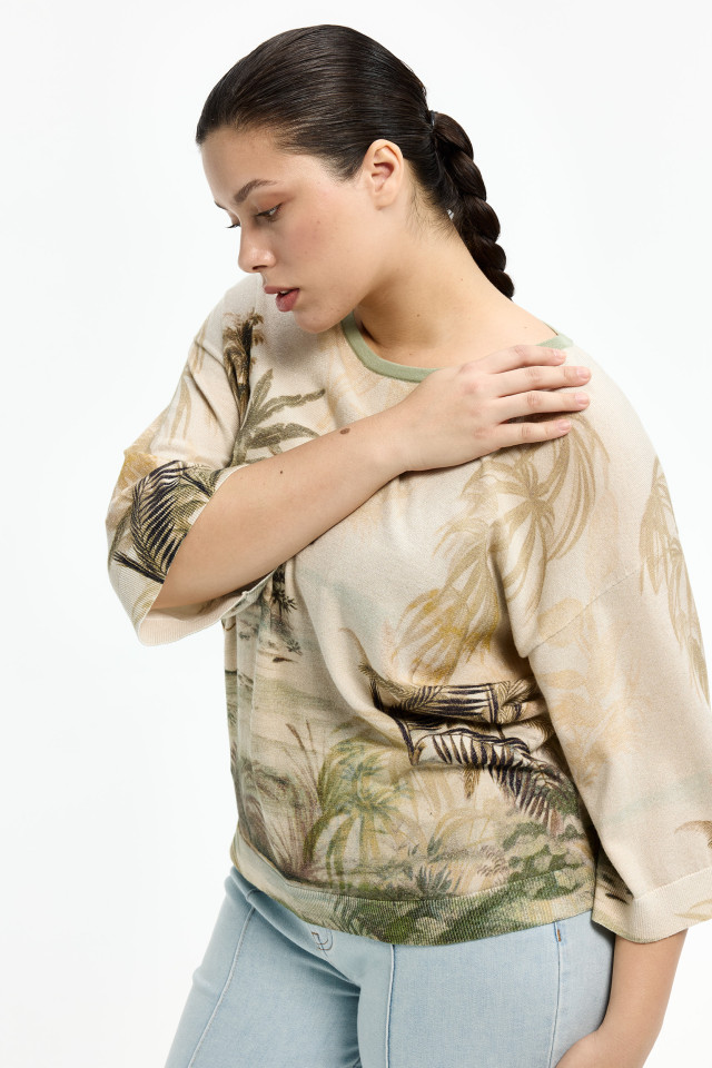 Pull met zomerse palmboomprint