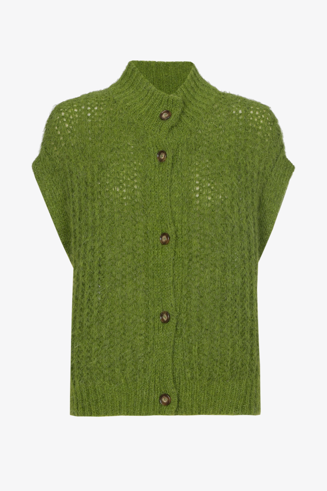 Cardigan with openwork embroidery